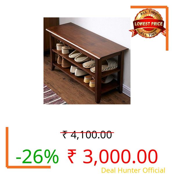 ACRO Brown Wooden Storage Bench, 31.5"L x 11.8"W x 16.5"H, 550 lbs Capacity, Classic Style, Entryway Bench with Storage