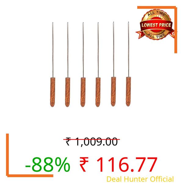 TrustBasket Extra Large Barbecue Skewers for BBQ Tandoor Grill - Set of 6