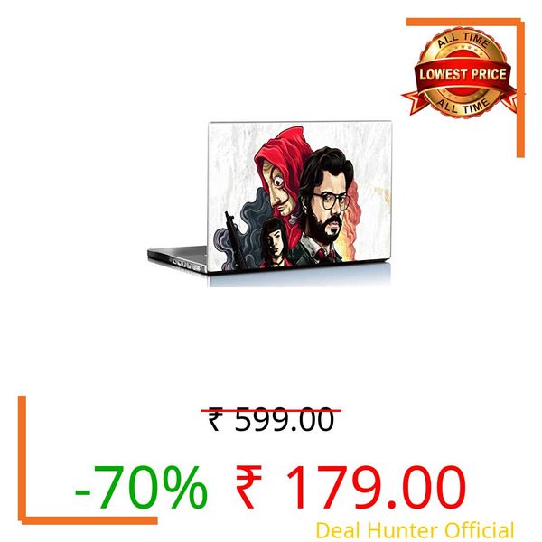 PIXELARTZ Money Heist Fan Portrait HD Quality 15.6 Inches Laptop Skin (8069, Multicolour)