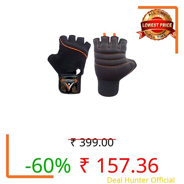 VICTORY Gym Gloves for Men & Women, Synthetic Weight Lifting Gloves for Gym Workout, Training and Exercise with Pullers, Sport Glove, Fitness Gloves, Hand Gloves - Free Size, Orange