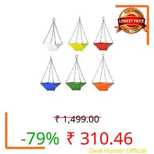 Go Hooked ViMe Plastic Twister Flower Hanging Pots Set for Plants Garden, Balcony (9 x 9 x 4.5 Inch, Multicolour) - Pack of 6