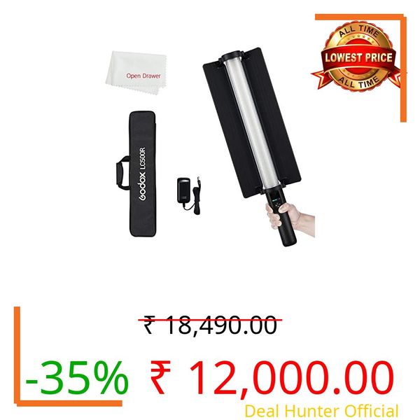 GODOX LC500R RGB LED Light Stick Camera & Photo Accessories Lighting,2500K-8500K Full Color, 14 Lighting Effects, with Barndoor & Carry Bag (Remote Not Included), Black