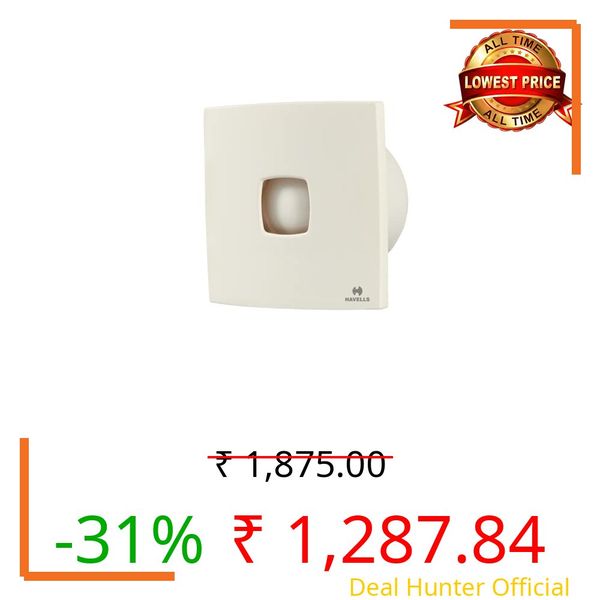 Havells Ventil Air Hush Exhaust Fan | 150mm Sweep Size | 100% Copper Motor | 40 Watt | 2 Years Manufacturer Warranty | (White)