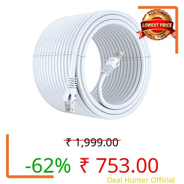 FEDUS Cat6 Ethernet Cable, 40 Meter High Speed 550MHZ / 10 Gigabit Speed UTP LAN Cable, Network Cable Internet Cable RJ45 Cable LAN Wire, Patch Computer Cord Gigabit Category 6 Wires for Modem,Router