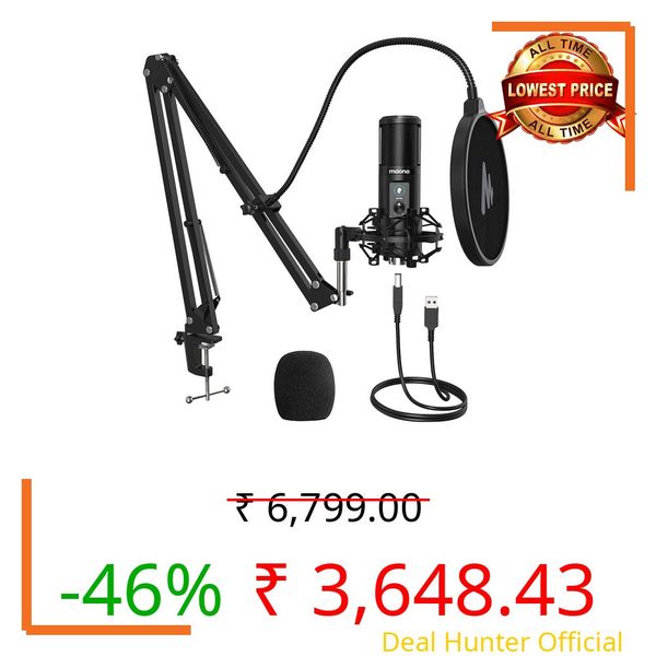 Maono AU-PM421 Condenser USB Microphone, Professional Studio Recording Mic with 1-Touch Mute and Mic Gain Knob for PC, Singing, Podcast, Gaming, YouTube