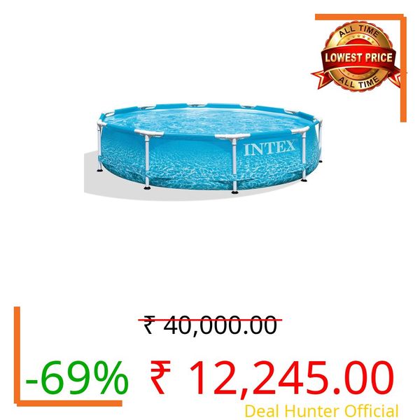 Intex 28206EH 10 Feet x 30 Inch Rust Resistant Steel Metal Frame Outdoor Backyard Above Ground Circular Beachside Swimming Pool with Reinforced Sidewalls