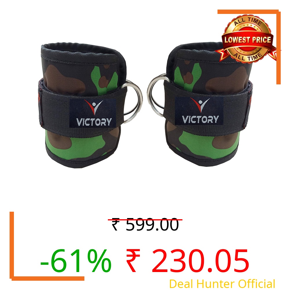 VICTORY Unisex Nylon Ankle Straps for Cable Machine, Kickbacks, Glute Workouts, Leg Extensions, Curls & Hip Abductors, Gym, Legs, Butt, Exercises - Green