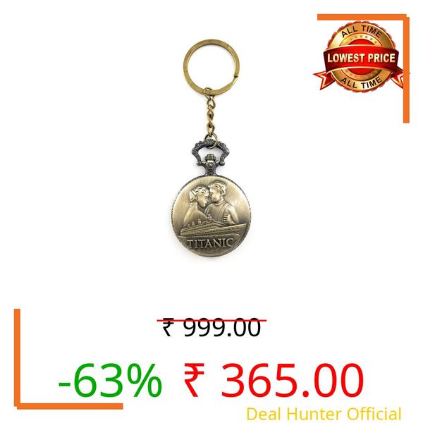 RainSound Metal Titanic Movie Pocket Watch Keychain Gold