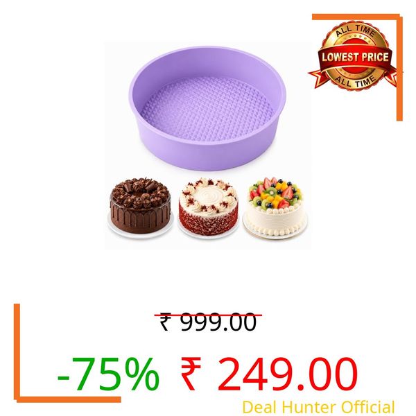 CURATED CART 8 inch Silicone Round Cake Pan, BPA-Free, Non-Stick, Microwave Safe, European-Grade Bakeware, 2.16 inches Deep, Easy Release -1 PCS Random Color (Silicone Cake Mould - 8 Inch)
