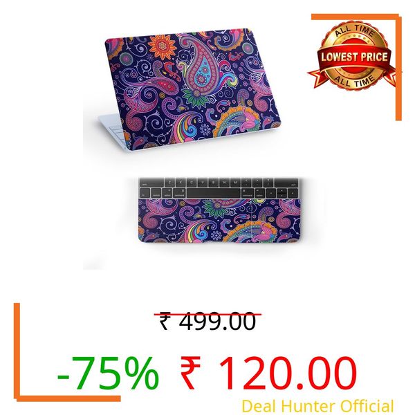 Galaxsia Floral D129 Full Vinyl Laptop Skin/Sticker/Cover for 13 to 13.3 Inches Laptops Laminated-Removable-HD Quality Compatible for Hp-Dell-Sony-Lenovo-Asus etc.(13x9.2 Inches)