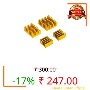 REES52 Heatsink for Raspberry Pi 4 Model B - Pack of 4 PCs - Raspberry Pi heatsink (Golden)