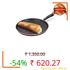 MILTON Pro cook Induction Cookware & Gas Stove Friendly Granito Non-Stick Concave Tawa | 28 cm Dosa Tawa | Induction Friendly Cookware | 2 Years Warranty | Burgundy