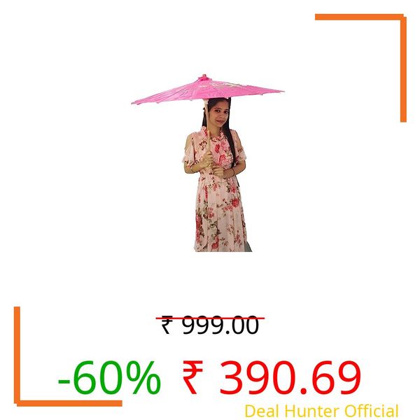 BookMyCostume Pink Umbrella Japanese Kimono Dance Kids & Adults Costume Accessory Free Size