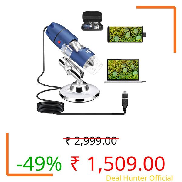 HD 2MP USB Microscope Camera for Android Windows 7 8 10 11 Linux Mac, 40X to 1000X Digital Microscope with Stand & Carrying Case, Portable Coin Microscope for Adults Kids Students