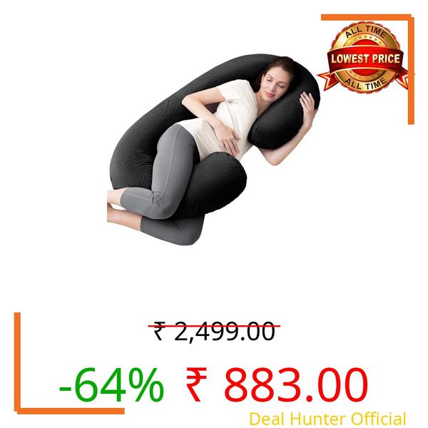 PUM PUM C Shape Maternity Pillow for Pregnant Women – Full Body Support Pillow for Sleeping, Nursing & Back Pain Relief,Black