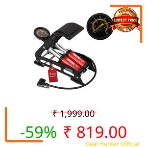 Lyrovo 160 PSI Double Cylinder Portable Foot Pump Air Tyre Inflator for car Bike and Cycle, Red