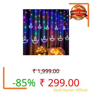 Desidiya® 12 Diya Multicolor LED Curtain String Light for Diwali Decoration Waterproof Hanging Diyas, 8 Flashing Modes, Indoor Outdoor Decorative Lighting for Home Décor