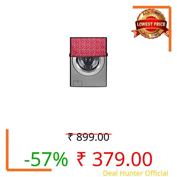 Stylista Waterproof Front Load Washing Machine Cover Compatible for LG 8 kg & 9 Kg Frieze Pattern red