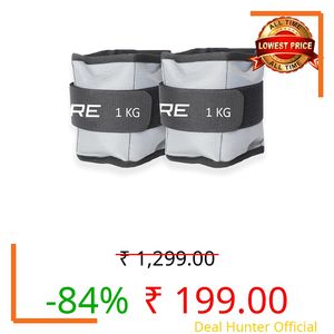 De Jure Fitness Adjustable Ankle & Wrist Weights Pair (1KG x 2) for Men & Women | Strength Training, Walking, Running, Workout, Yoga | Comfortable, Durable | Grey – 2KG