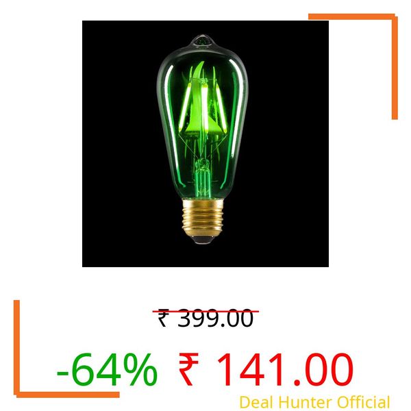 VELOCIOUS® 4W Green LED Filament Bulb | ST64 Edison Style | E26 Base | Energy-Saving Decorative Light | 25,000 Hours Lifespan | Heavy-Duty Glass (1 Unit)