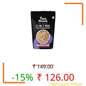 True Elements 7 in 1 Super Seeds & Nut Mix 125g - Pumpkin, Watermelon, Sunflower, Flax, Sesame, Chia Seeds & Soynuts | Mixed Seeds for Eating | Roasted Nuts | Healthy Snacks