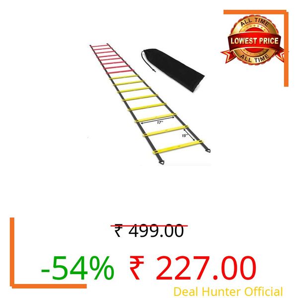 VICTORY Agility Ladder 5 Meter Speed Training Ladder with 10 Adjustable Rungs Speed Training Ladder for Men and Women Ideal for Soccer, Football & Sports Training with Heavy Duty Carry Bag (Yellow)