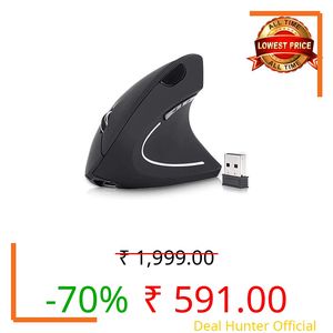 DQST Rechargeable Ergonomic Wireless Mouse, 2.4Ghz Optical Vertical Mouse with 3 Adjustable DPIs, 6 Buttons Design with USB Receiver, Compatible with Windows and Mac System(Black)