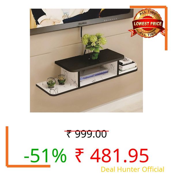 Dime Store Setup Box Stand/Set Top Box Stand Wall Mount for Home Wall Shelf for Holding Speakers WiFi Router Game Console Remote Streaming Device (White, Standard)