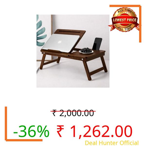 Dream Arts Shoppee Laptop Table Adjustable Foldable with i ped Stand/Mobile Stand One Drawer (Brown)