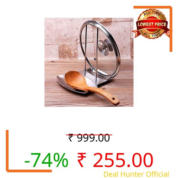 Lid and Spoon Rest Shelf,304 Stainless Steel Pan Pot Cover Lid Rack Stand Organizer,ZYLONE Pan Lid Organizer Storage Soup Spoon Rests Utensils Kitchen Tool