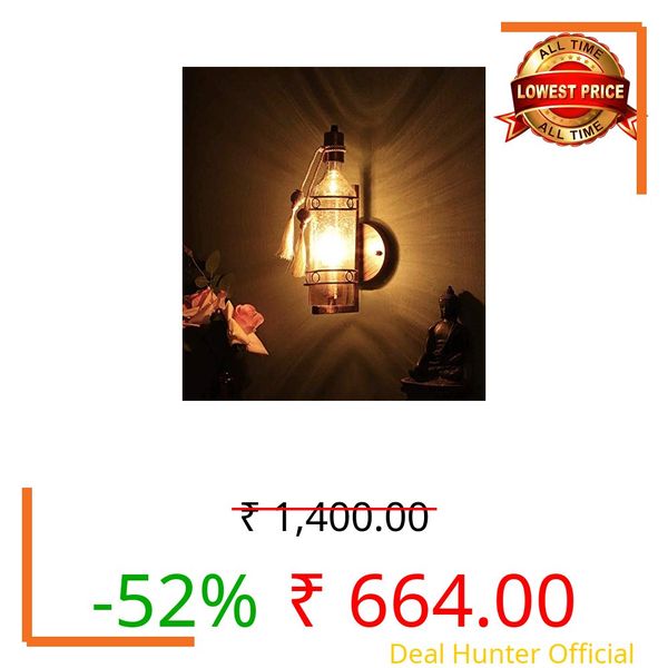 SINOMAN Vintage Metal and Glass Wall Light Fixture Copper Bottle Design Decorative Rustic Glass Sconce Lamp Without Bulb for Living Room, Bedroom, Hallway, Balcony, and Home Décor (Without Bulb)