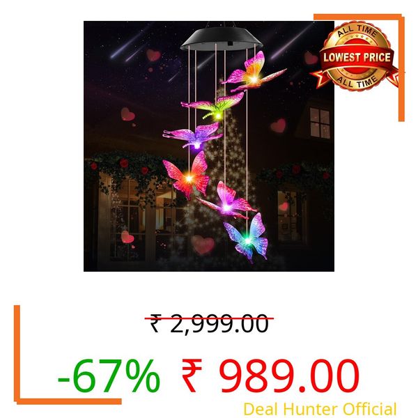 Winzwon Gifts for Mom Mothers Day from Daughter Solar Wind Chimes Butterfly Birthday Gifts for Mom Grandma Women Mobile Hanger Outdoor Decor Home