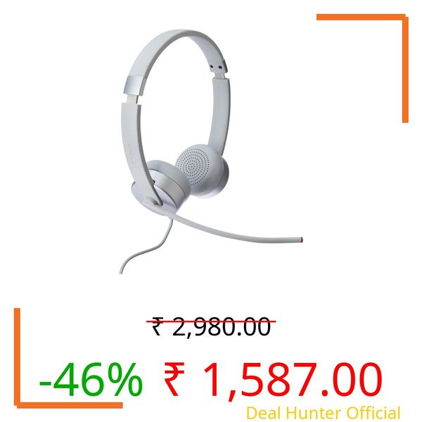 Lenovo 100 Stereo Analogue Wired On Ear Headphones with Mic, Memory-Foam earcups, 30 mm Driver | Computer/PC or Laptop Headphone (Cloud Grey)