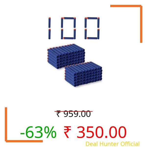 Jaravik Plastic Foam Bullets Pack Compatible For Nerf N-Strike Elite Toy Guns (Blue, 100 Pcs) - Kids