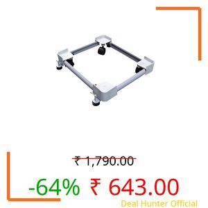 Zureni Washing Machine Trolley stand with 4 Wheels Heavy Duty Adjustable Metal for Home and All Semi Front & Top Load washers Fridge Dishwasher Stand (Grey, Pack of 1)