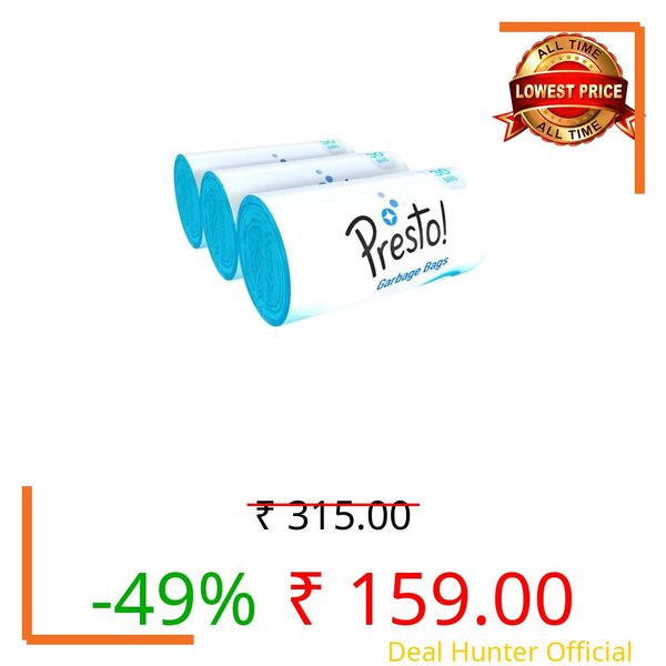 Amazon Brand - Presto! Garbage Bags | Medium | 90 Count | 30 Bags X 3 Rolls | 19 X 21 Inches | For Dry Waste | Blue
