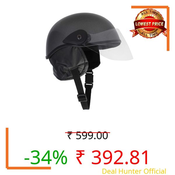 Western Era Unisex Half Helmet for Men & Women | Clear Visor | Comfort & Safety | Enhanced Design | Color - Grey Glossy (Large)