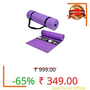 Quick Shel Yoga mats Exercise Mat Anti-Skid Water/Dirt Proof Lightweight easy to Carry for home and gym workouts for men women children with Carry Strap (Purple) (2fts x 6fts) (6mm Thickness)
