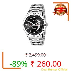 Matrix Analog Day & Date Functioning, Black Dial Stainless Steel Strap Men's Watch