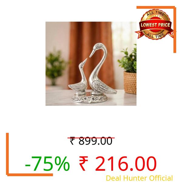 KridayKraft Love Birds Swanset Pair of Kissing Duck Metal Statue,Love for Romantic Gift to Boy Friend,Girlfriend,Animal Lover Friends, Decor Your Home,Office,Showcase,Animal Showpiece Figurines.