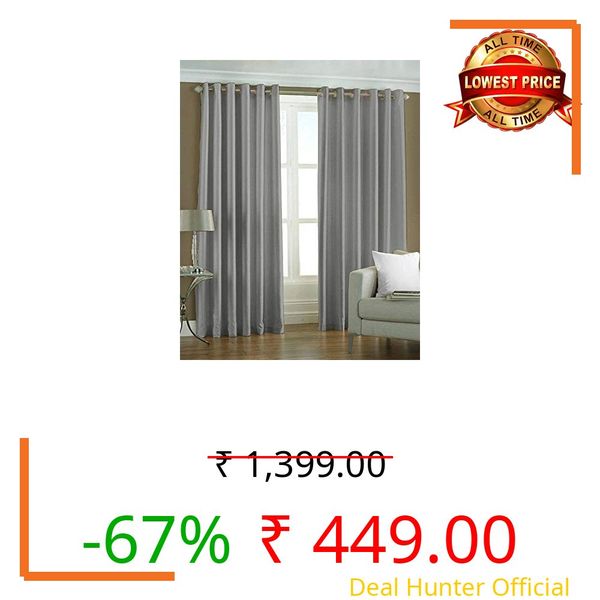 Blexos Curtains 7 Feet Long for Living Room – Door Curtains Set of 1 Pcs Panel, Curtain Solid Parda for Home Décor & Office Grey Colour 7 feet (48 x 84 Inch) - 2 Pcs