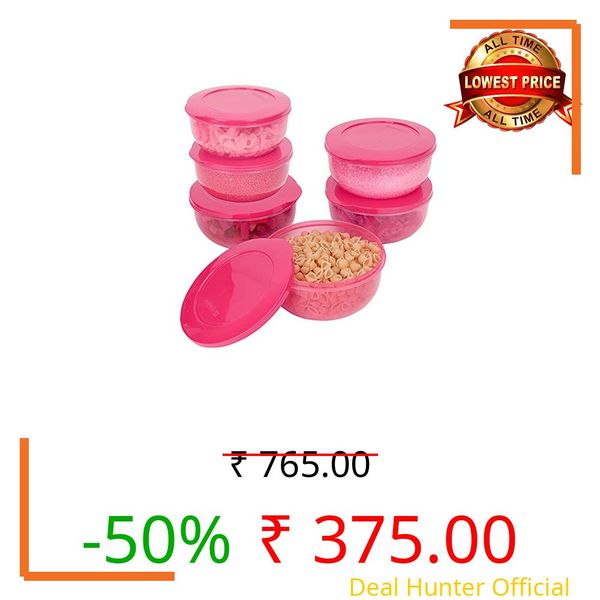 Cutting EDGE 1300ml Eco-Storage Plastic Container & Organizer Set of 6 for Kitchen, Refrigerator, Lunch & Food Storage (Pink)