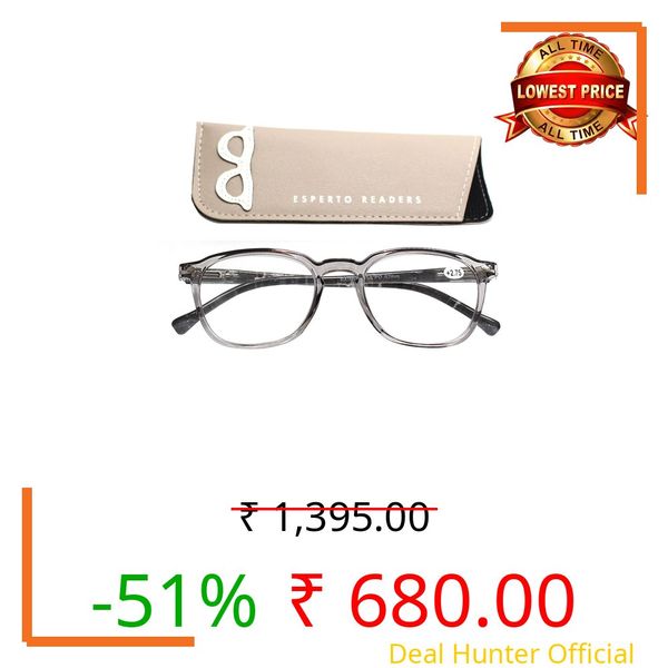 Esperto Readers Rainy Unisex Reading Glasses +1.00 to +3.00 Power - European Crystal Gray (+1.25)