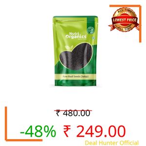 NutriOrganics Authentic Raw Basil Seeds(Sabja)-Immunity Booster,Fiber-Rich Superfood For Weight Loss 500G|Tukmariya Seeds