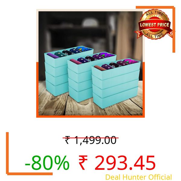 Bathla DORI (Set of 12) Multi-purpose Stackable Drawer Storage Organiser | Organise Socks, Innerwear, Tie, Handkerchief, Jewellery, Stationary, Belt etc.| Jade | 5 Grids – Stomo