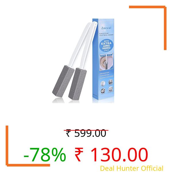 2-Pack Pumice Stone Toilet Bowl Clean Brush, with Extra Long Handle, Remove Hard Water Rings, Calcium Buildup and Rust Suitable for Cleaning Toilet, Tile, Kitchen Sink, Grill