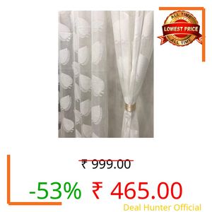 Galaxy Home Decor Sheer Transparent Net Curtains for Window 6 Feet, Pack of 2, White (White (Leaf), Window 6 Feet (2Pc))