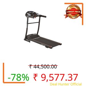 FITTYFY INALSA Motorized Treadmill for Home (3.0 HP Peak) FFTM 150 with 12 Preset Programs, LED Screen| Foldable,3 Section Incline, MP3/ Aux Input - Black