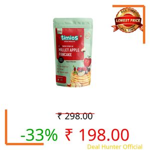 Timios Organic No Maida Millet Pancake Mix-Apple with Cocoa|Made with Whole Grains, Jaggery and Sprouted Nutrition| Instant and Healthy Breakfast,300gm