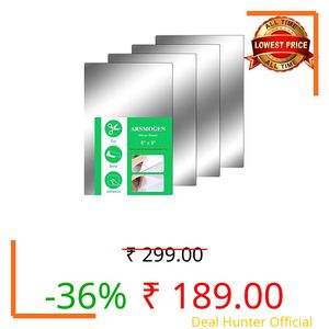 ARSMOGEN 4 Pieces Flexible Cut to Size Mirror Sheet 6" x 9", Self Adhesive Non Glass Mirror Stickers PETG Plastic Mirror